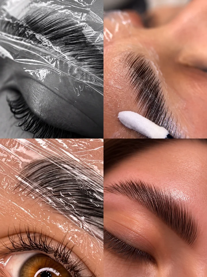 Four views of the brow lamination process