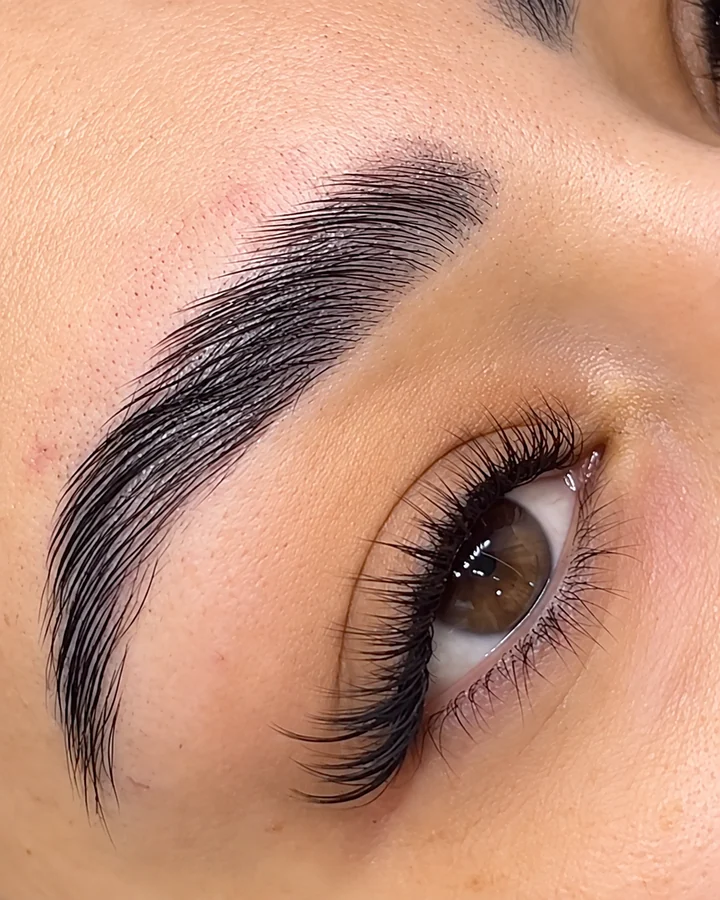 Close-up of lash extensions at Dina Beauty Center